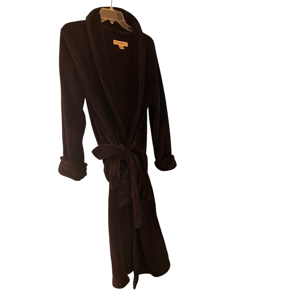 Tommy Bahama Robe Black Fleece Shawl Collar Plush Belted Loungewear S/M